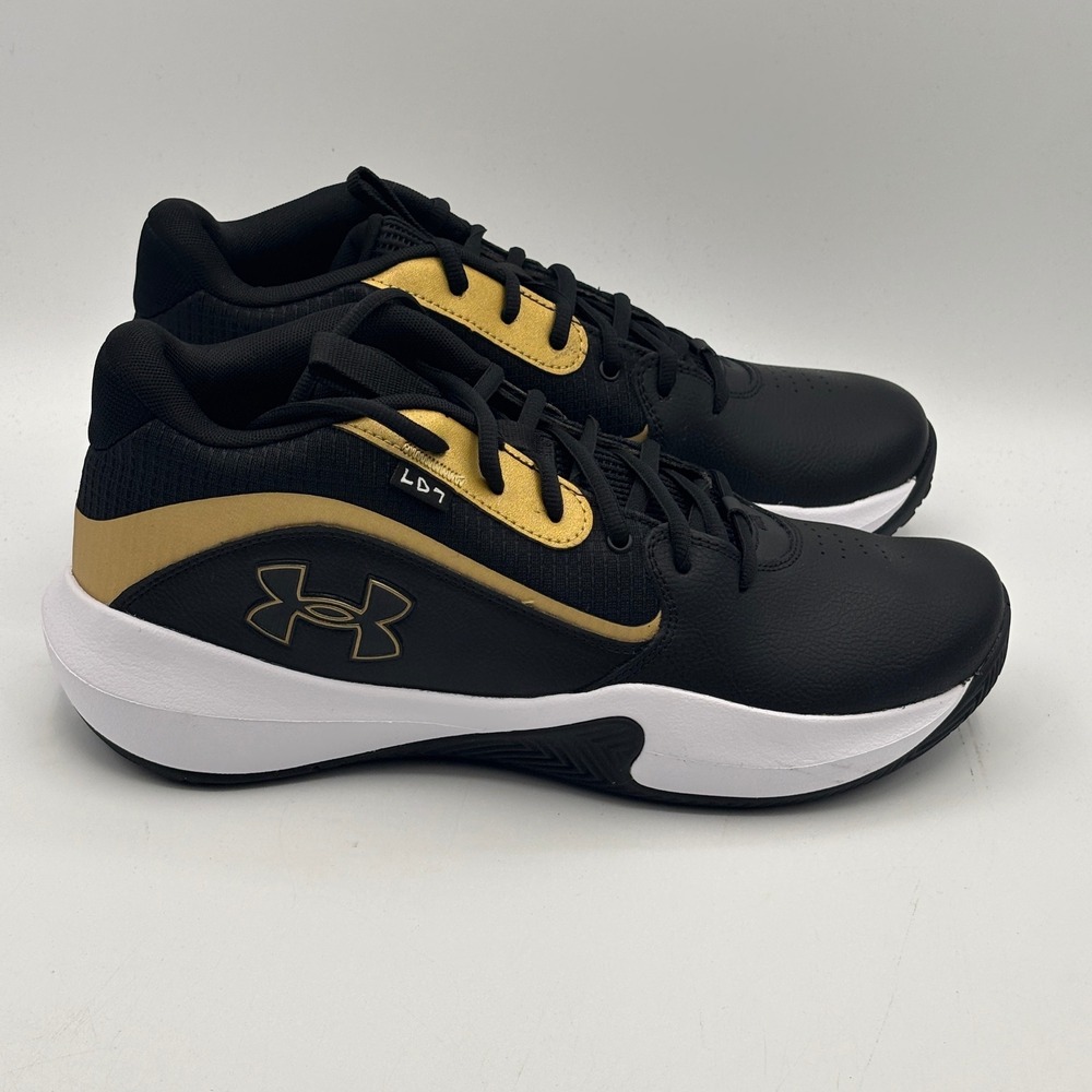 Under Armour Lockdown 7 Shoes Mens Size 11.5 Black Gold Basketball 3028512-001
